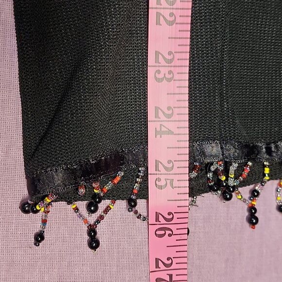 Ribbed stretch elastic waist beaded crop pants - Picture 4 of 6